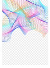 Bright Soundwave Background Transparent Vector. Amplitude Poster. Rainbow Contour Cycle. Line Connect Template. Gradient Knot Wave.