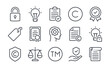 © lanastace - Copyright, trademark, brand, patent, intellectual property and trade secret concept editable stroke outline icons set isolated on white background flat vector illustration. Pixel perfect. 64 x 64.