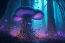 Illustration, Exotic Mushroom, Fantasy, Image Generated By AI