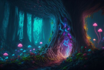 illustration, exotic mushroom, fantasy , image generated by AI