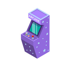 Arcade machine retro game device symbol isometric illustration vector 