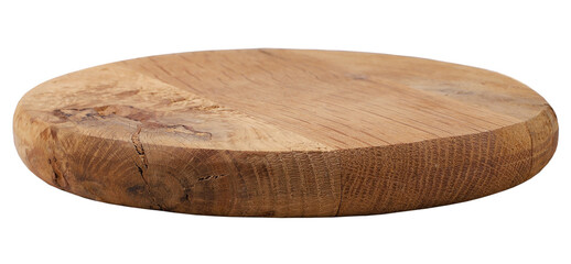 Round wooden kitchen board, transparent background