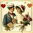 Vintage love illustration, Generative AI