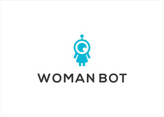 woman robot logo design vector template