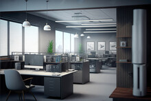 Modern Office  Interrior Decoration And Furniture , Generative Ai