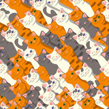 Fototapeta Pokój dzieciecy - Diagonally inclined pattern with cats vector