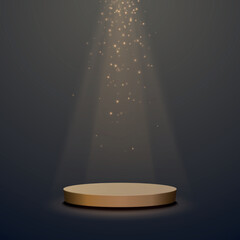 Aufkleber - Spotlights With Stage. Round Podium And Light Rays.