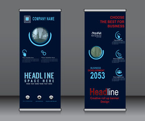 Wall Mural - Roll up banner template design,banner layout, advertisement, pull up, polygon background.
