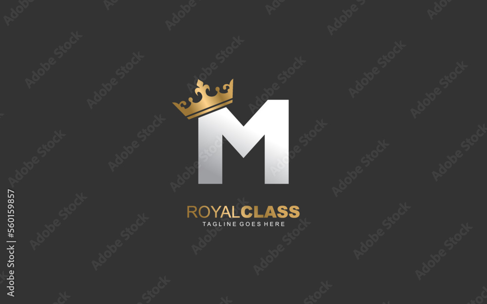M logo king and crown company. letter template vector illustration for ...