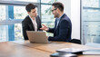 © Bojan - Two businessmen working with laptop at meeting in office
