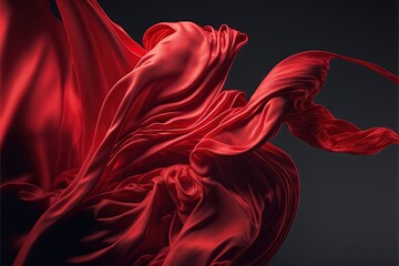 Wall Mural -  a red cloth is flying in the air with a black background and a black background with a red cloth in the air and a black background with a red cloth in the air and a., generative ai