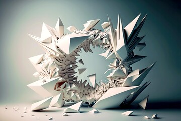 shards and pieces of white figures decorated in 3d art abstract