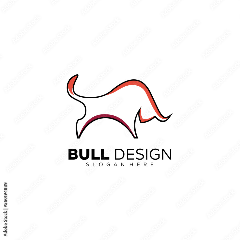 Bull logo design line art