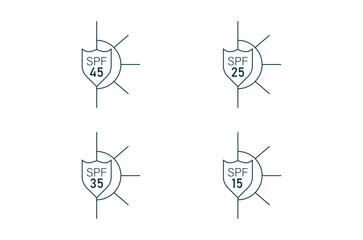 Wall Mural - spf45, spf 25, spf 35, spf 15 icon set vector illustration