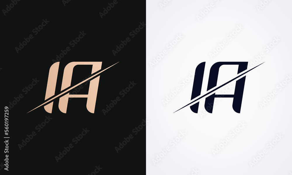 Ia Letter Logo Design Vector Template. Gold And Black Letter Ia Logo Design