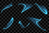 Fototapeta Panele - Blue object neon glowing shiny spiral trail. Vector illustration for graphic resources