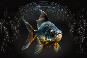 Wall Mural - Image of a fish swimming in water. Generative AI