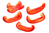 Fototapeta  - Red bell pepper slices c. annuum isolated png