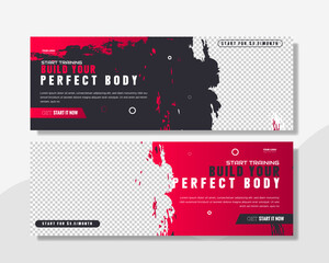 Wall Mural - gym training digital  web banner template design