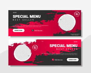 Wall Mural - food menu digital web banner template