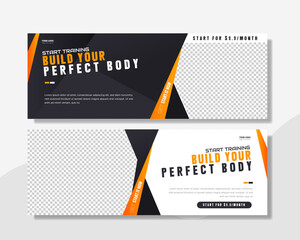 Wall Mural - gym training digital  web banner template design
