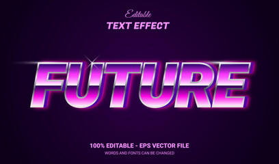 Wall Mural - future text effect neon style. editable text effect.