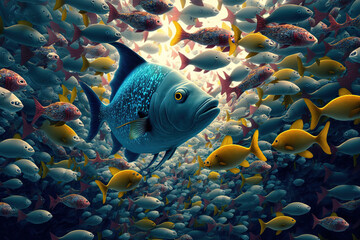 Wall Mural - There are many fish in the sea. Generative AI