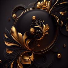 Golden And Black Floral Background