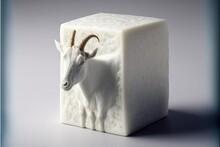  A Goat Head Is On A Block Of Soap That Is Shaped Like A Cube Of Soap With A Goat's Head On It's Side And A Block Of Soap On Top Of Soap.