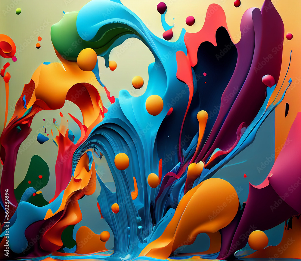 Post Form Splash splash 3d poster modern background. Liquid forms Stock Illustration ...