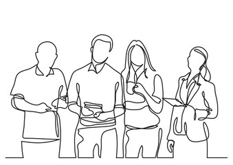 Wall Mural - continuous line drawing business team members - png image with transparent background