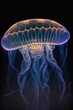 Superb specimen of a rare bioluminescent jellyfish. Generative AI.