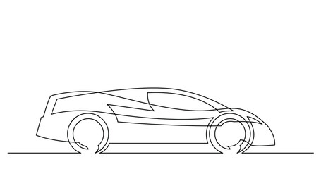 Poster - continuous line drawing of concept sport car - PNG image with transparent background