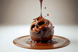 Illustration of chocolate sweet bonbon in melted chocolate