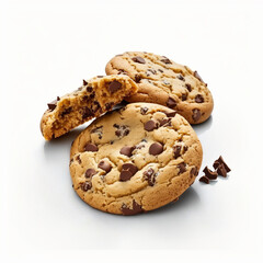 Wall Mural - Delicious Chocolate Chip Cookies on a Flat Background