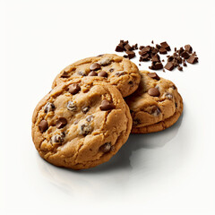 Wall Mural - Delicious Chocolate Chip Cookies on a Flat Background