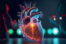  Medicina Personalizada Con Salud Digital. Generado Por Ai. Concepto De Medicina Genómica Para Problemas Cardiovasculares.Creación De órganos Humanos Vitales Para Trasplantes.