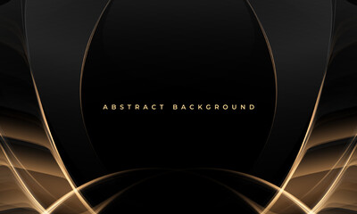 Elegant black and gold abstract luxury background with golden lines and shapes. Vector illustration