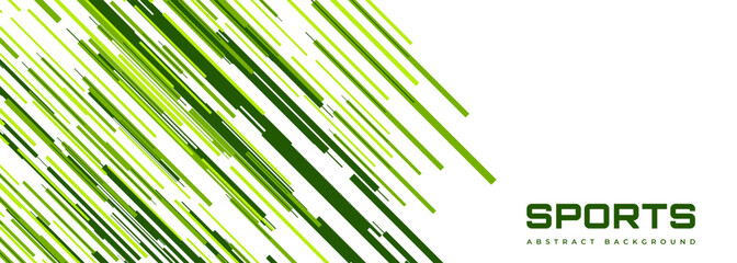 Abstract sports wide white background. Modern sport banner design with diagonal green lines. Vector illustration