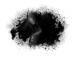 Wall Mural - ink black color smoke blot and drop on png transparent abstract background.