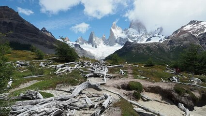 Poster - landscape with snow mountains Patagonia