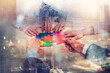 © alphaspirit - Teamwork of partners connect puzzle pieces as integration and startup