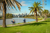 Fototapeta  - Biking and walking trail along the Maribyrnong river in Melbourne, Australia