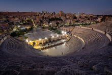 Roman Theatre Amphitheater Ruins In Amman, Jordan 