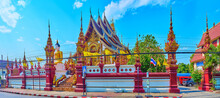 Wat Ratcha Monthian Facade Panorama, Chiang Mai, Thailand