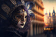 Face in beautiful mask for Venice carnaval. Generative AI