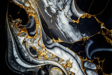 Wall Mural - Gold and white Patterned natural of dark gray marble (Gold Russia) texture background for product design. (ai generated)