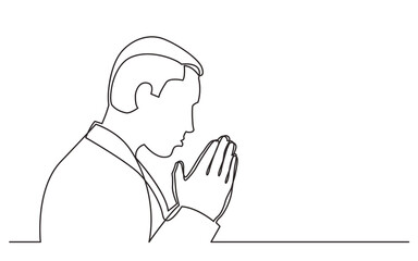 Wall Mural - continuous line drawing praying man - png image with transparent background