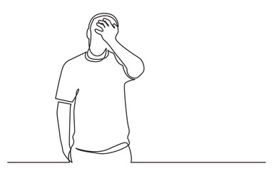 Wall Mural - continuous line drawing standing disturbing man - png image with transparent background