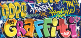 Fototapeta Młodzieżowe - Colorful Graffiti Wall Art Background Street Art Hip-Hop Urban Vector Illustration Background. Seamless amazing graffiti art background